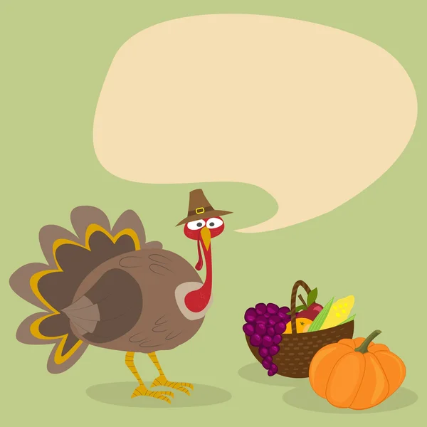 Thanksgiving kalkon med skylt - illustration — Stock vektor