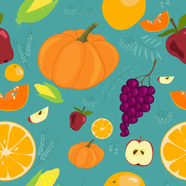 Autumn Fruits Seamless Pattern - Illustration — Stock Vector