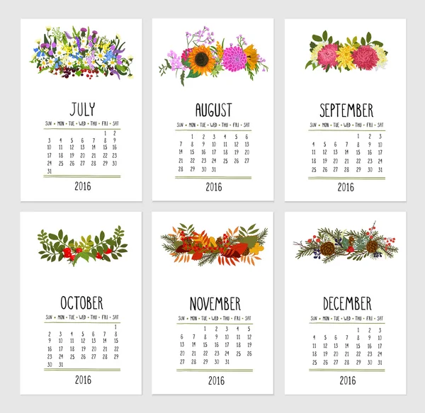 Calendario para 2016 - Ilustración — Vector de stock