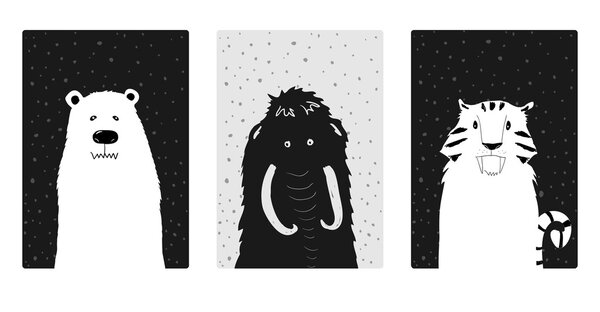 Симпатичная и простая иллюстрация животных ледникового периода
.