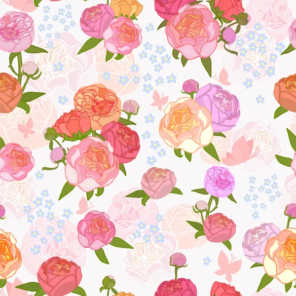 Padrão sem emenda pérolas de flores rosa - Ilustração — Vetor de Stock