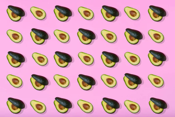 Patrón Aguacate Moda Sobre Fondo Rosa Claro Vista Superior Arte — Foto de Stock