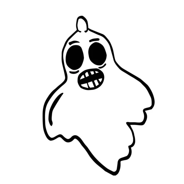 Clip Art Funny Ghost Ilustrație Vectorială Desenată Mână Fantomei Fundal — Vector de stoc