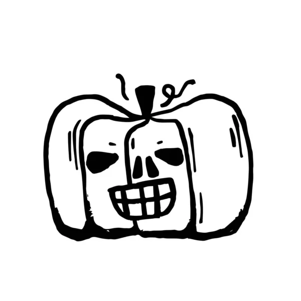 Halloween Met Hand Getekende Vectorclip Kunst Van Pompoen Cartoon Pompoen — Stockvector