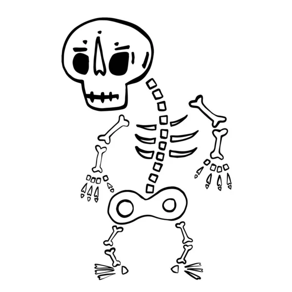 Kézzel Rajzolt Vektor Csipesz Művészet Csontváz Színező Könyv Oldal Halloweenre — Stock Vector