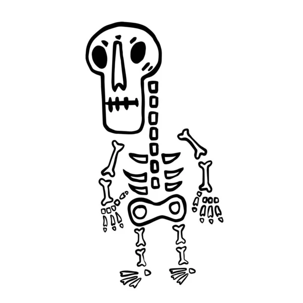 Handgezeichnete Vektor Clip Art Des Skeletts Malbuch Seite Für Halloween — Stockvektor