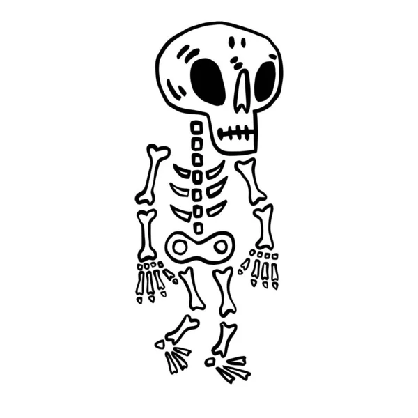 Kézzel Rajzolt Vektor Csipesz Művészet Csontváz Színező Könyv Oldal Halloweenre — Stock Vector