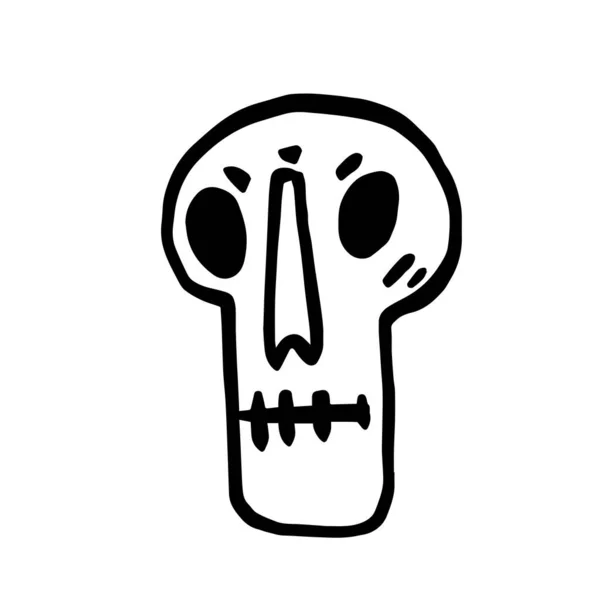 Calavera Dibujada Mano Curioso Cráneo Dibujos Animados Aislado Sobre Fondo — Archivo Imágenes Vectoriales