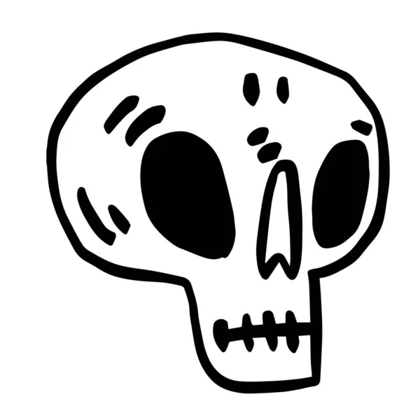 Calavera Dibujada Mano Curioso Cráneo Dibujos Animados Aislado Sobre Fondo — Archivo Imágenes Vectoriales