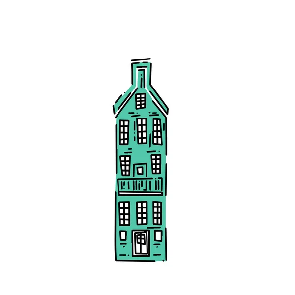 Старые Старинные Европейские Дома Ручной Эскиз Стиле Каракулей Векторное Изображение — стоковый вектор