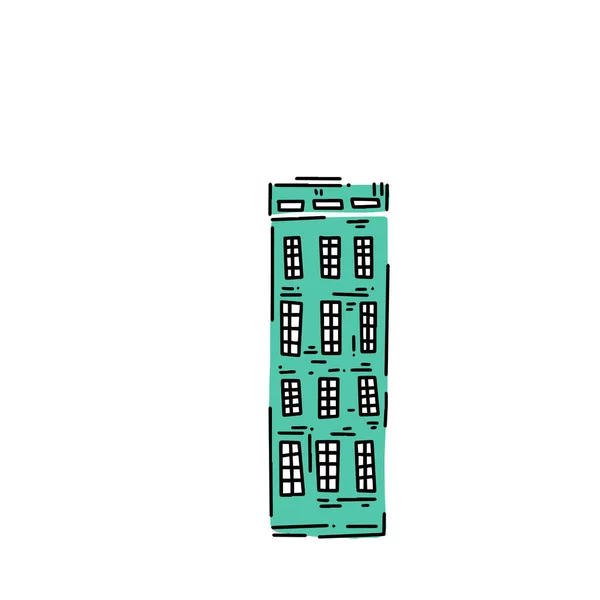 Vieilles Maisons Européennes Millésimées Esquisse Dessinée Main Dans Style Doodle — Image vectorielle