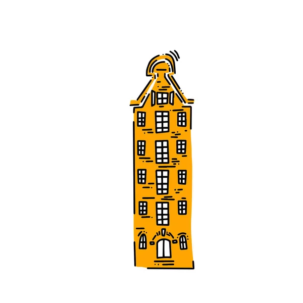 Vieilles Maisons Européennes Millésimées Esquisse Dessinée Main Dans Style Doodle — Image vectorielle