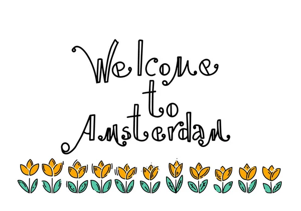 Welcome Amsterdam Amsterdam Vector Elements Set Travel Tourism Concept Travel — Stock Vector