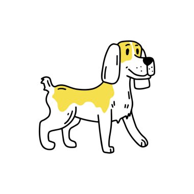 Spaniel illüstrasyon, seter. Komik köpek. Doodle ikonu. Bir köpeğin vektör çizimi. Düzenlenebilir öge.