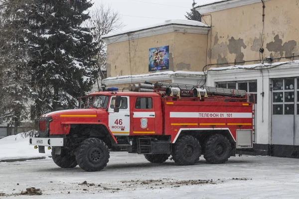 Distrito Vostochny Moscú Rusia Enero 2021 Camión Bomberos Ural 4320 Fotos de stock