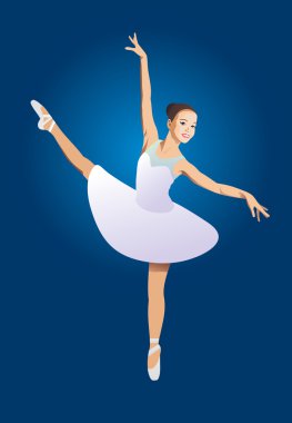 Balerin mavi bir arka plan üzerinde renkli vektör görüntü