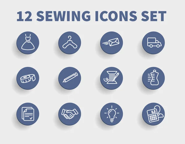 Round blue icons vector sewing workshops — Stock Vector