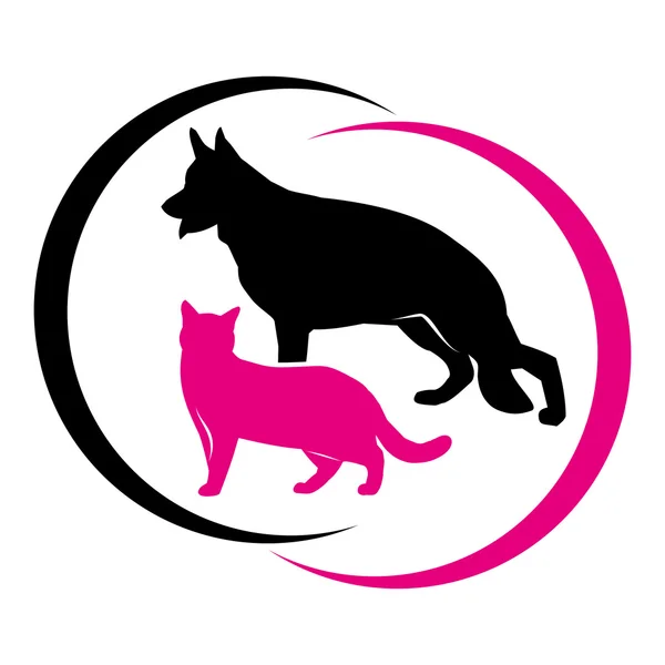 Imagen vectorial del contorno de perro y gato en dos colores — Archivo Imágenes Vectoriales