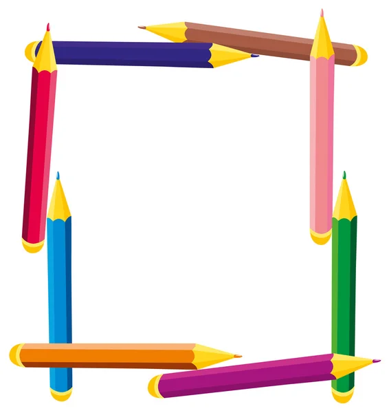 Kvadratisk vektorramme på fargede blyanter – stockvektor