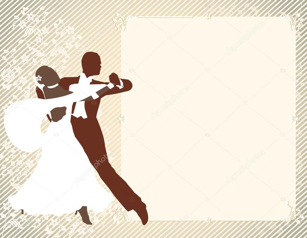 Vintage background with dancing pair. vector drawing
