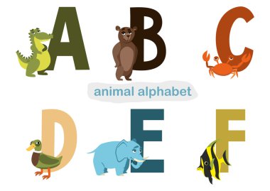 hayvan alfabe. vektör. Gösterim amacıyla çocuk kitapları ile 