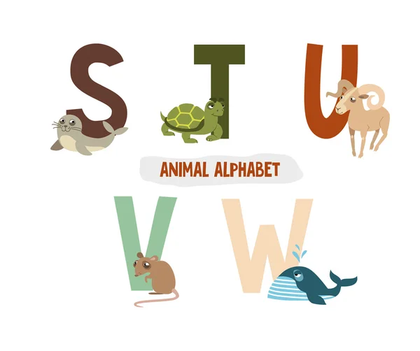 Illustratie met letters en dieren. boek voor kinderen. ABC. — Stockvector