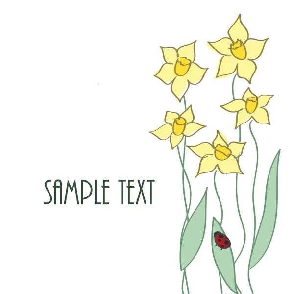 白地に黄色い花を咲かせ — ストックベクタ