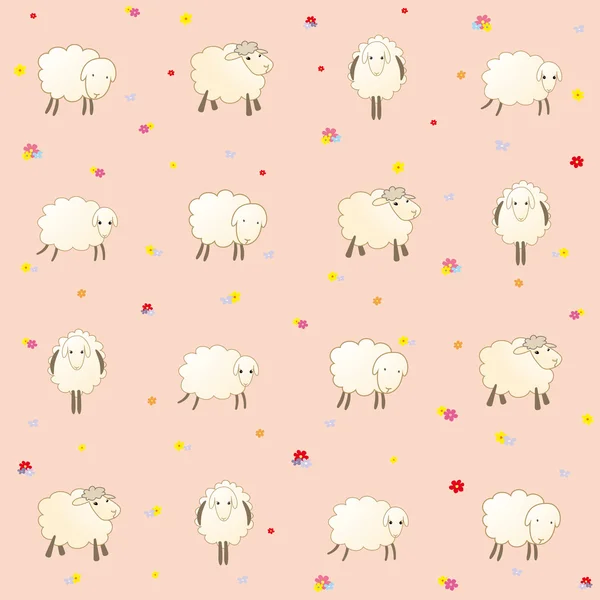 Papier peint rose avec des agneaux bébé — Image vectorielle