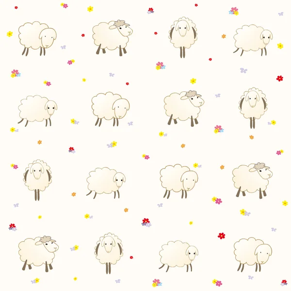 Wallpaper with lambs on a gentle background — Stock Vector
