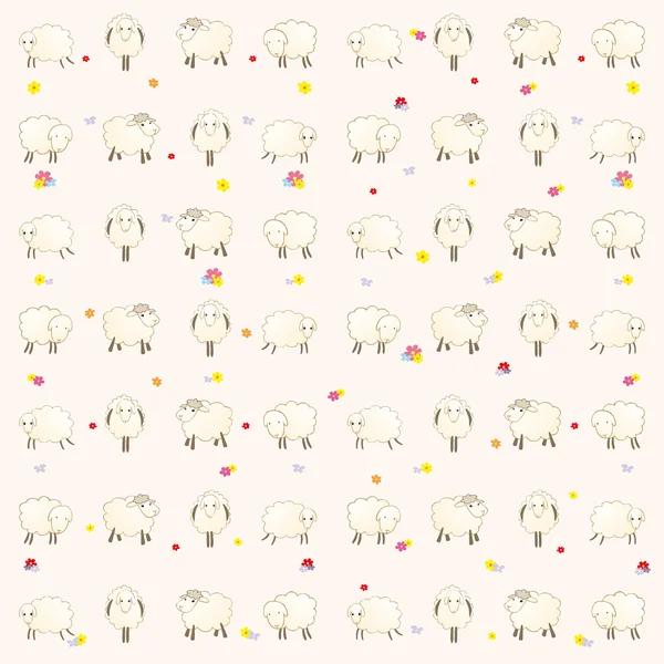 Wallpaper with lambs on a pink background — Stock Vector