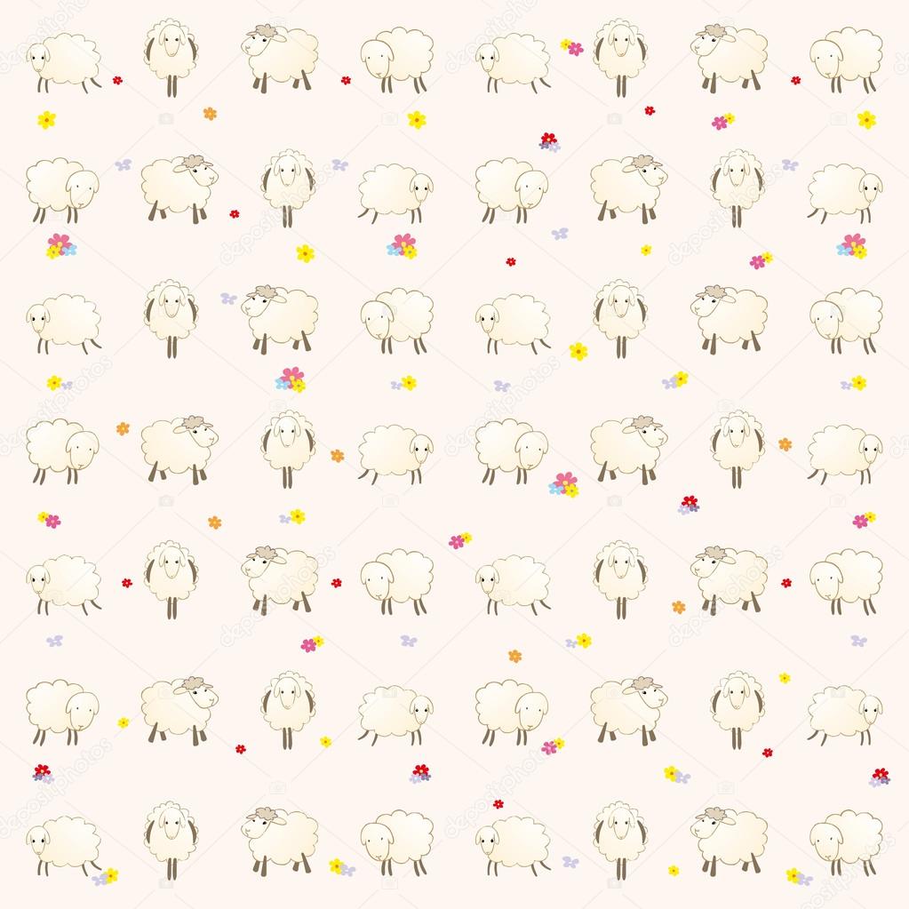 wallpaper with lambs on a pink background