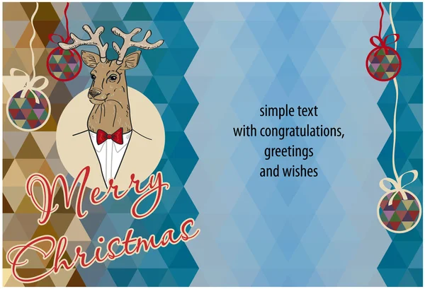 Cartão de felicitações de Natal com veados para texto simples — Vetor de Stock
