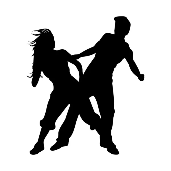 Man en vrouw dansen hip-hop — Stockvector