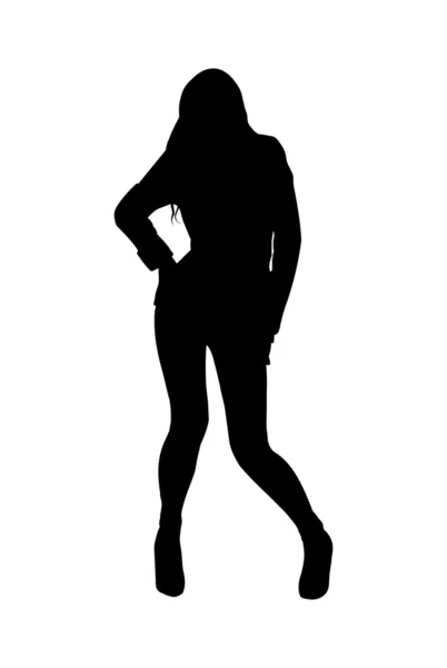 Negro contorno bailando chica — Vector de stock