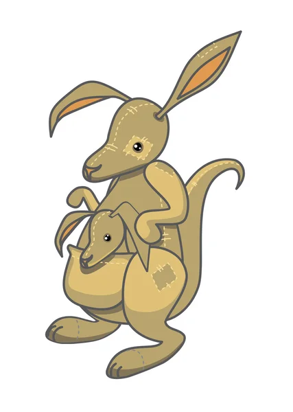Toy kangaroo with a baby — Stock Vector