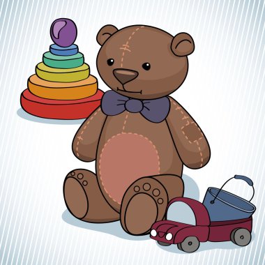 Oyuncak ayı piramit ve makine ile