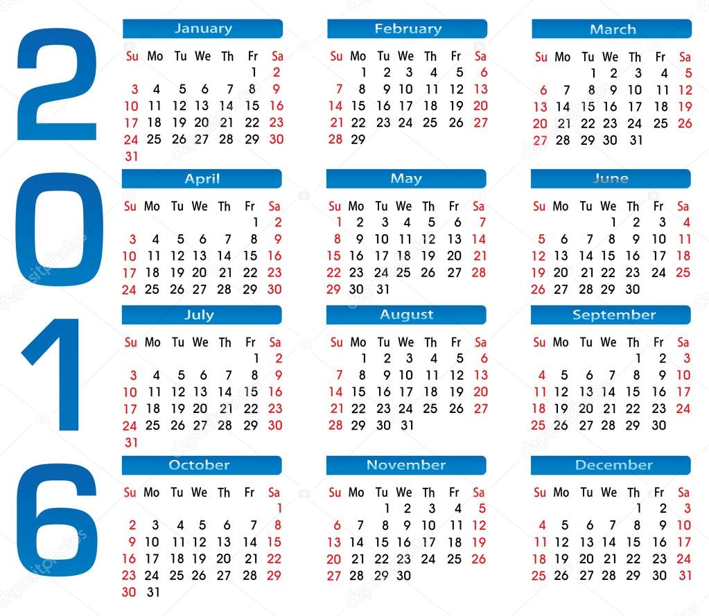 square calendar 2016
