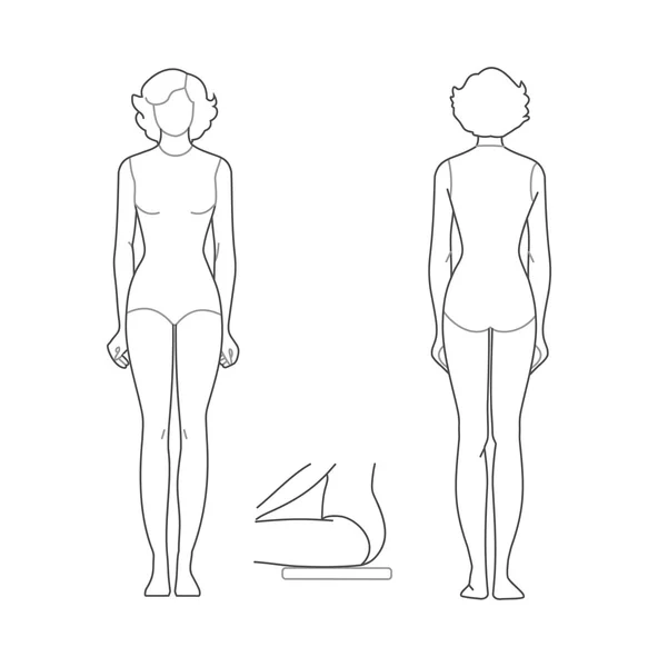 Basit model kızlar: ön ve arka — Stok Vektör