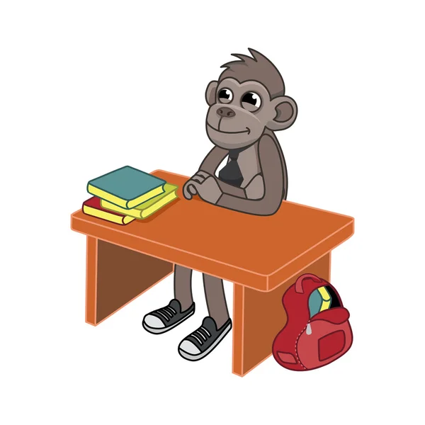 猴子坐在一张桌子 — 图库矢量图片