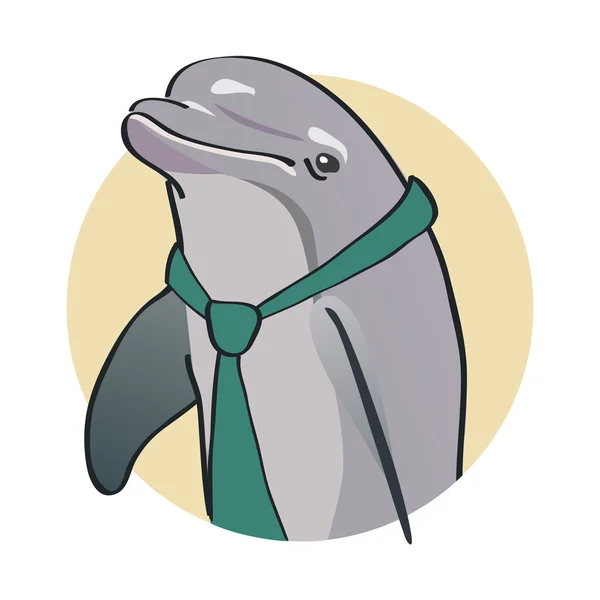 Rita roliga delfiner i en grön slips — Stock vektor
