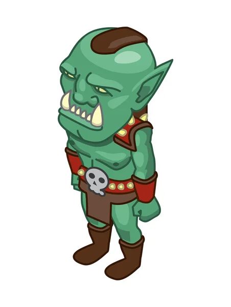 Stylized green orc on a white background — Stock Vector