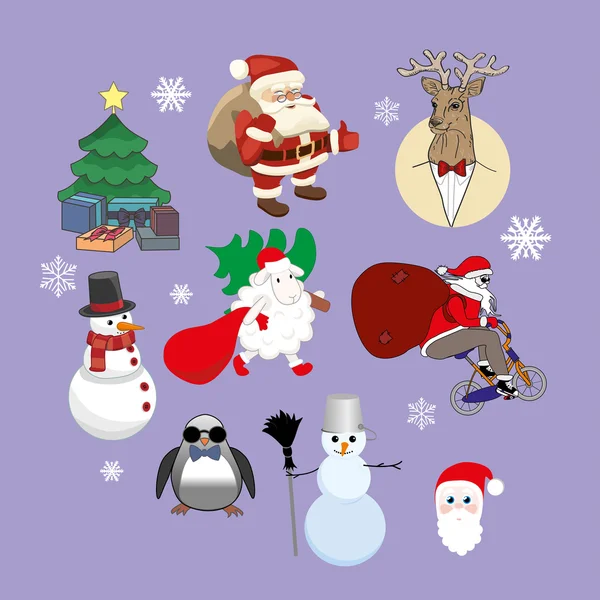 Vector set of Christmas characters — Stock Vector