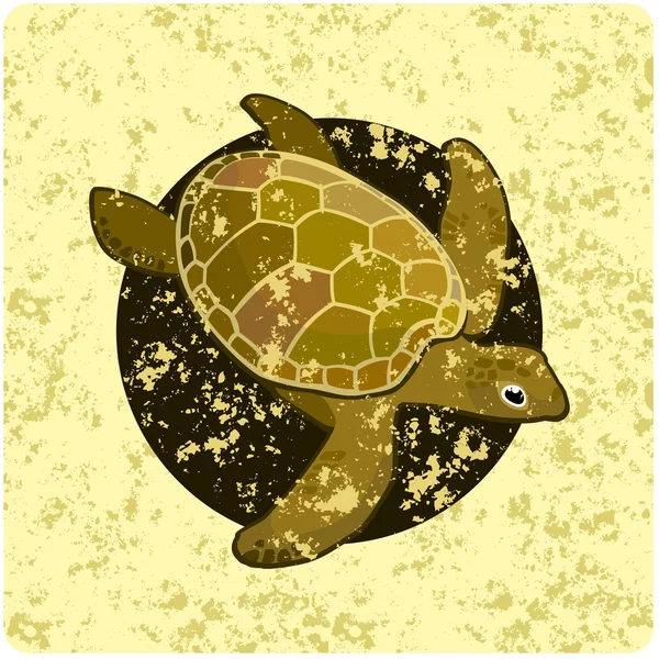 Vintage tapeter med bilden av en sköldpadda — Stock vektor