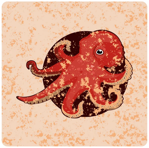 Vintage wallpaper with the image of an octopus — Stock Vector