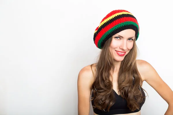 Knitted hat woman — Stock Photo, Image