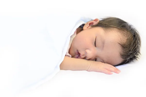 Bebé Dormir Sobre Fondo Blanco Manta — Foto de Stock