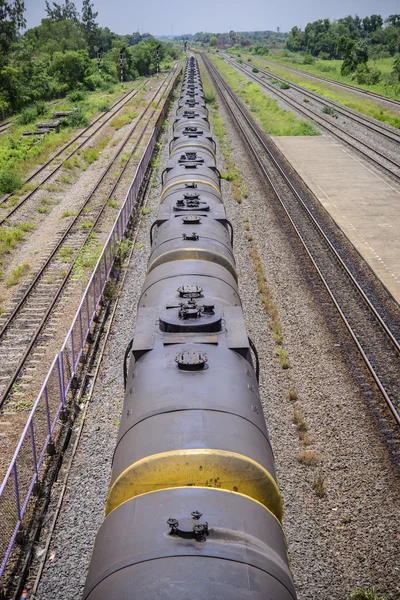 Транспорт Нефти Топлива Поезде Остановка Железнодорожной Станции — стоковое фото