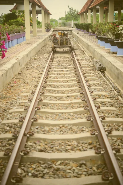 Railway Fixing Train Stop Train Station Warm Filter — Stock Photo, Image