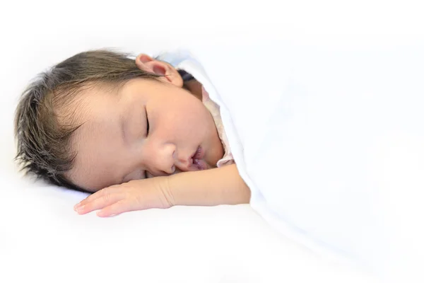 Bebé Dormir Sobre Fondo Blanco Manta — Foto de Stock