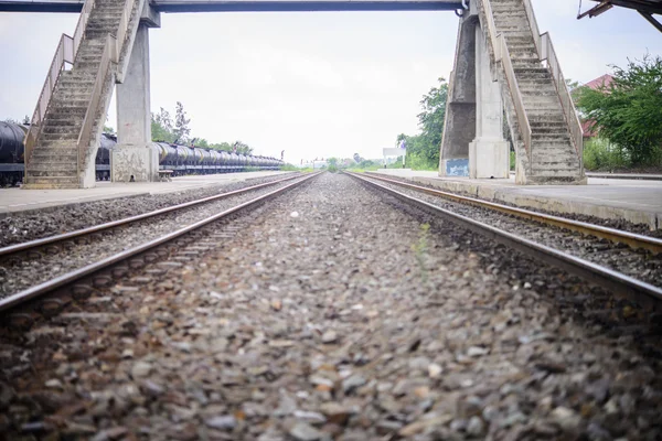 Chemin Fer Gare Avec Réservoir Huile Carburant — Photo